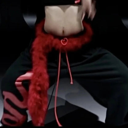 Y2k Mysterious Rebellious Furry Plush Waist Chain Belt