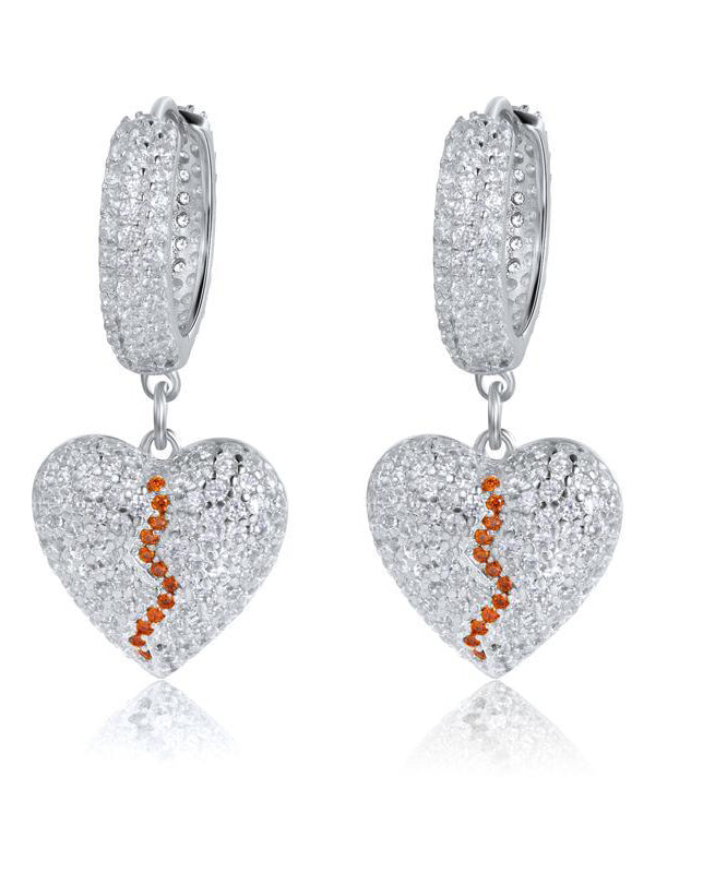 Silk Sterling Silver Broken Heart Drop Earrings
