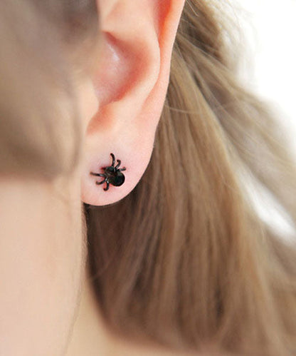 Modern Black Spider Metal Novelty Stud Earrings