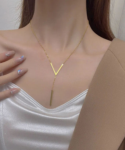 New V-shaped Long Clavicle Gold Colour Chain Neckla