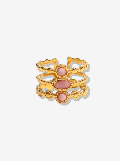 Pink Quartz Adjustable Ring Set
