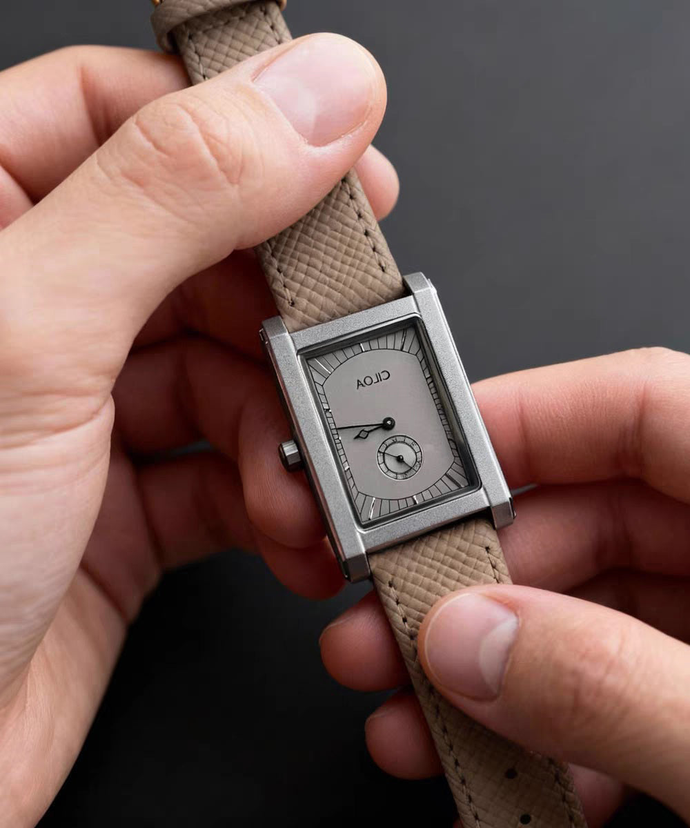 Khaki Leather Square Mechanical Watches