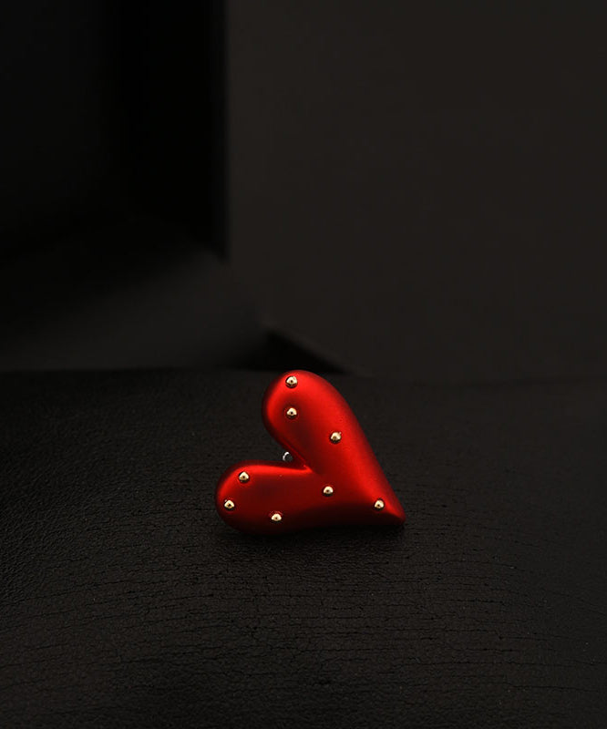 Red Stainless Steel Love Brooch