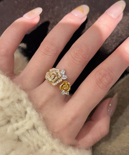 Antique Gold Zircon Snake Rings Two Piece Set