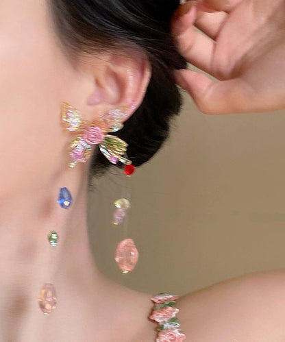 Novelty Rainbow Copper Beads Tassel Drop Earrings