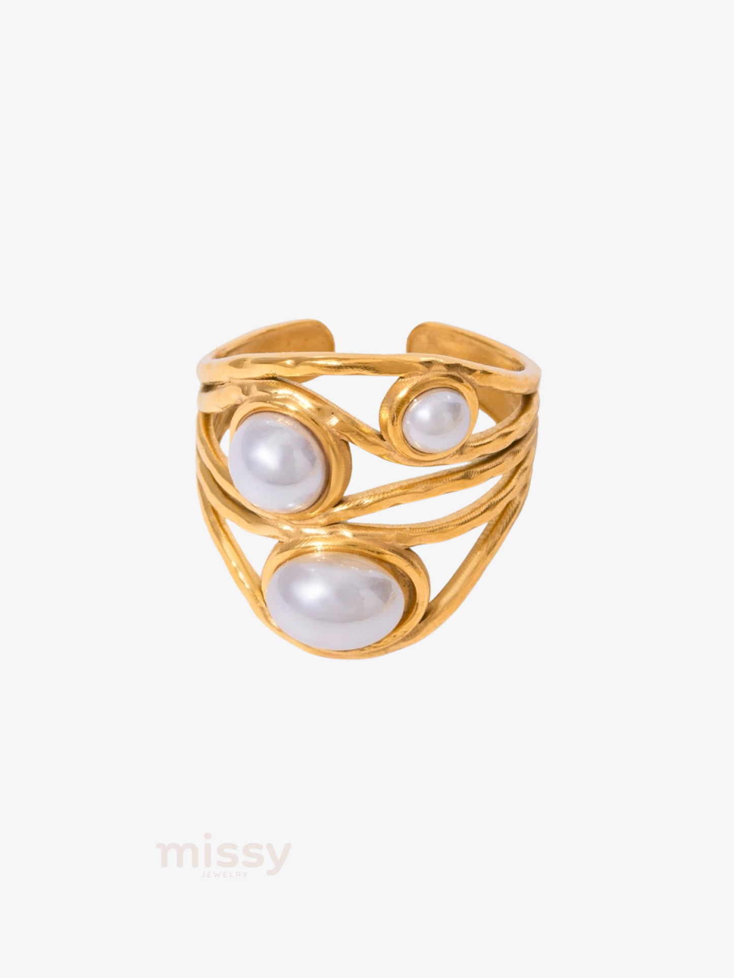 Jai Triple Gem Open-band Ring
