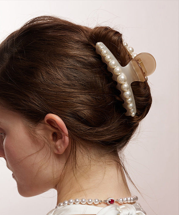 New French Style Apricot Acrylic Shark Pearl Hairpin