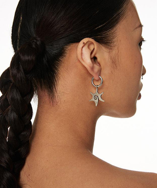 Silk Stainless Steel Alloy Star Wortex Hoop Earrings
