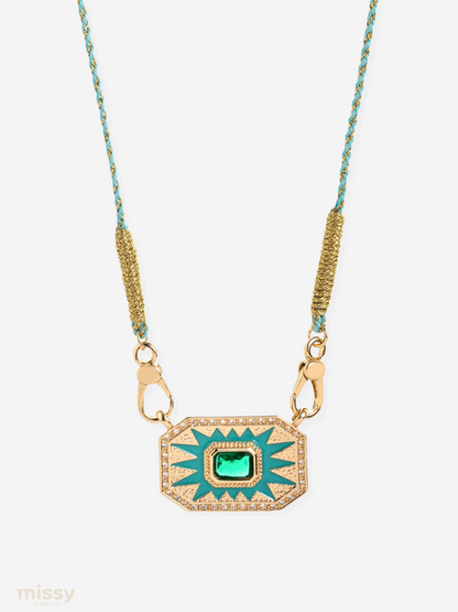 Dafne Geometric Enamel Pendant Necklace