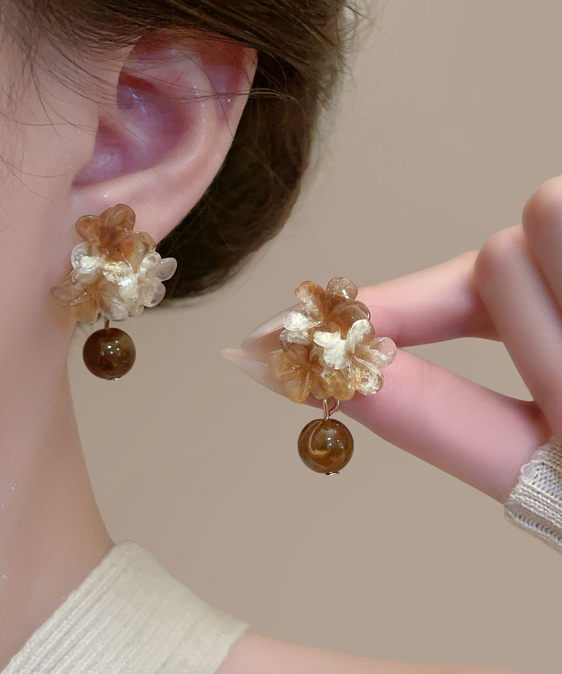 Brown Acrylic Tie Dye Drop Earrings
