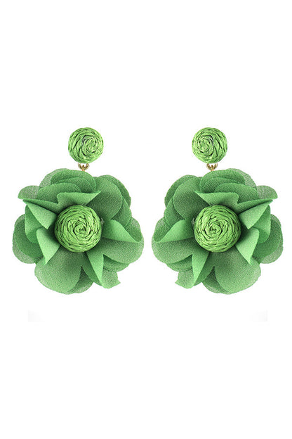 Resort Style Fabric Flower Earrings
