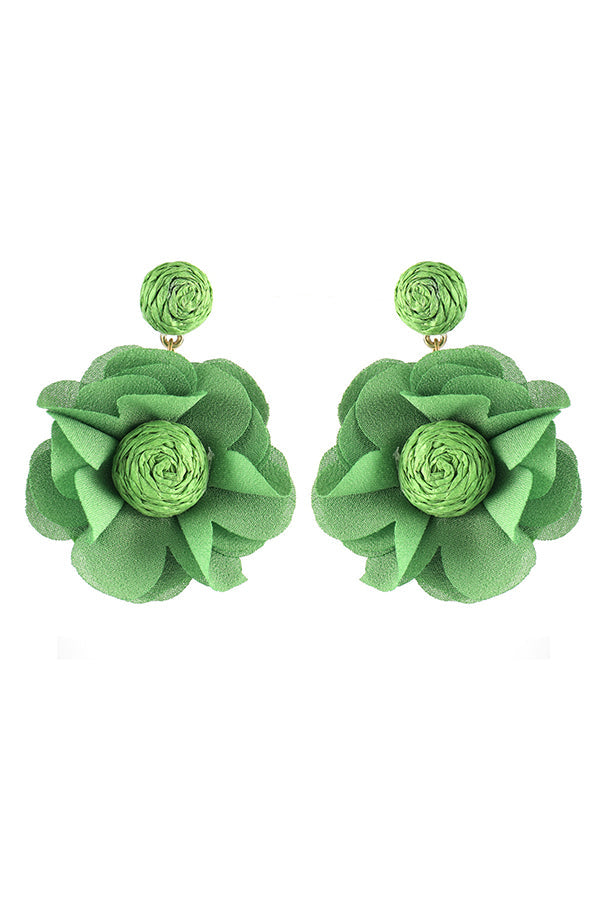 Resort Style Fabric Flower Earrings