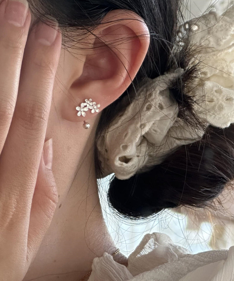Fine Silk Sterling Silver Stud Earrings
