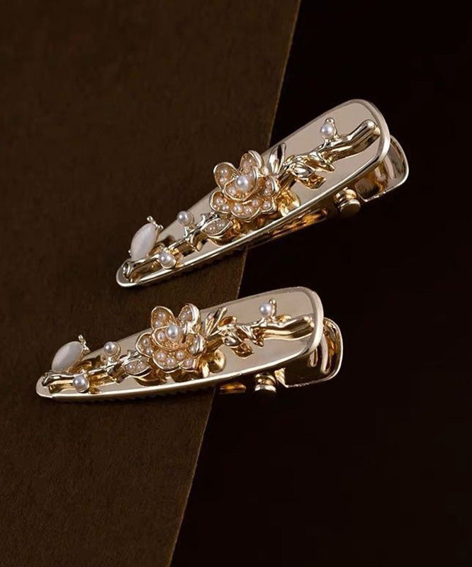 French Gold Alloy Pearl a Pair Hairpin