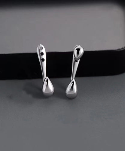 Fine Silk Sterling Silver Water Drop Stud Earrings