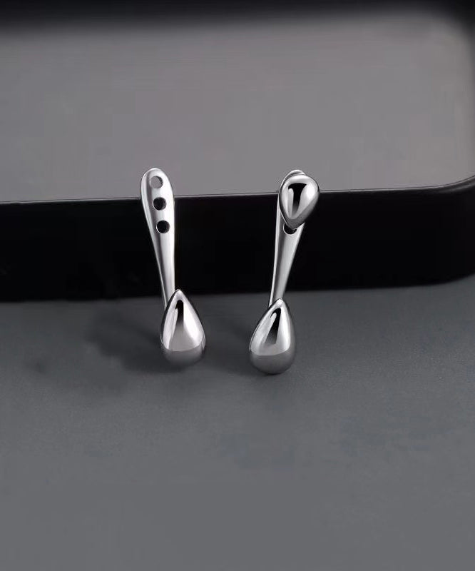 Fine Silk Sterling Silver Water Drop Stud Earrings