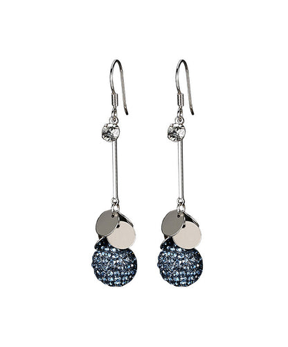 Blue Sterling Silver Crystal Drop Earrings