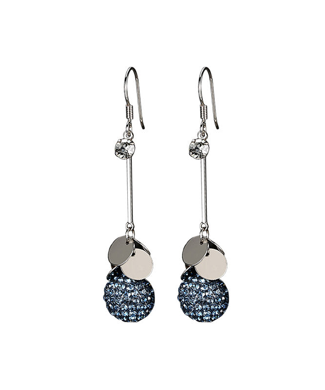 Blue Sterling Silver Crystal Drop Earrings