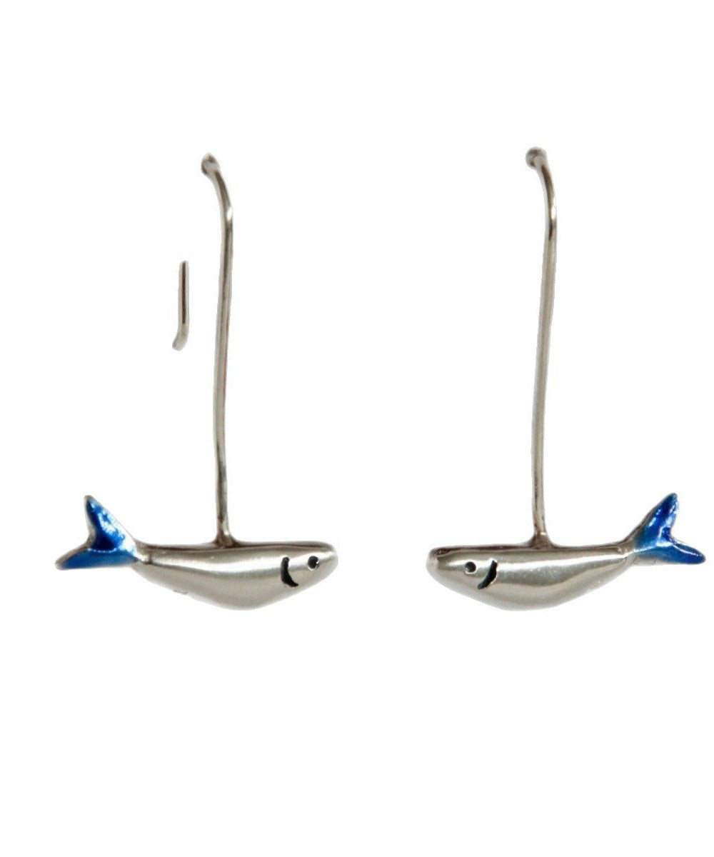 Original Small Fish Handmade Silver Enamel Earrings