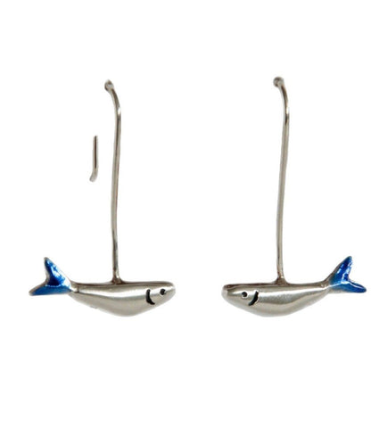 Original Small Fish Handmade Silver Enamel Earrings