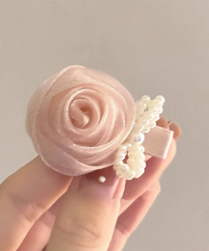 Pink Chiffon Rose Bow Hairpin