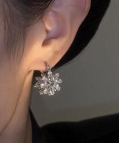 Silk Copper Zircon Snow Hoop Earrings