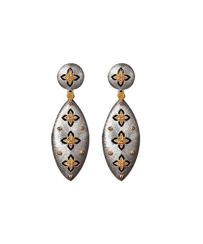 Fine Silk Sterling Silver Zircon Four Leaf Clover Stud Earrings