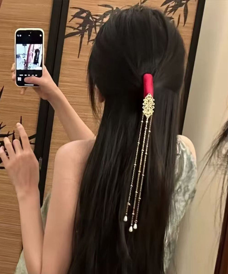 New Red Tassel Chinese Style Hairpin