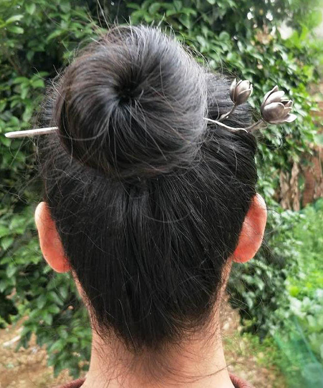 Silk Sterling Silver Yulan Magnolia Hairpin