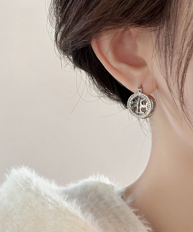 Unique Silk Sterling Silver Zircon Circle Hoop Earrings