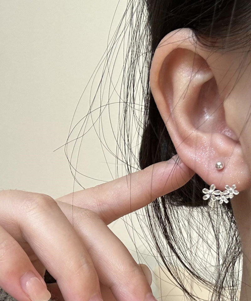Fine Silk Sterling Silver Stud Earrings
