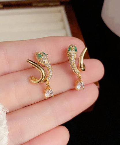 Vogue Gold Copper Alloy Zircon Serpentine Drop Earrings