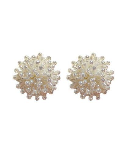 Diy White Alloy Pearl Fireworks Stud Earrings
