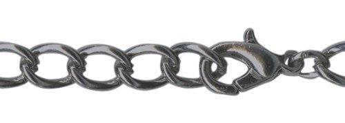 Gunmetal 6mm Curb Bracelet Chain - 8 Inches