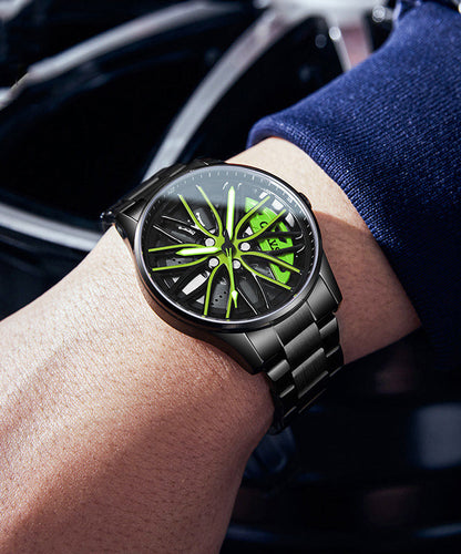 Green Stainless Steel Alloy Hollow Out Noctilucent Watches
