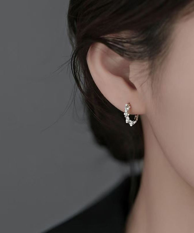 Diy Silk Sterling Silver Pearl Hoop Earrings