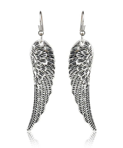 Punk Retro Sterling Silver Angel Wings Hoop Earrings