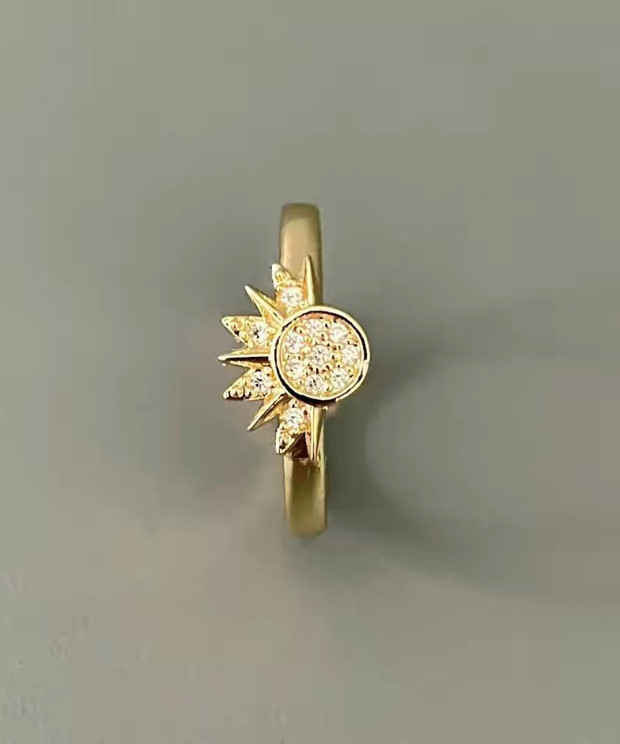 Sterling Silver Zircon the Sun and the Moon Shine Together Couple Rings