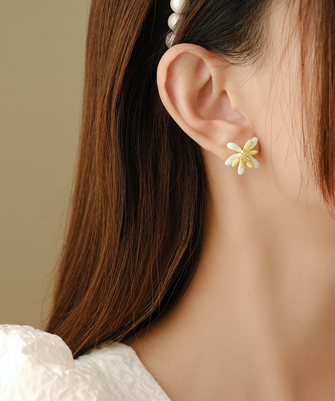 Yellow White Acrylic Stud Earrings