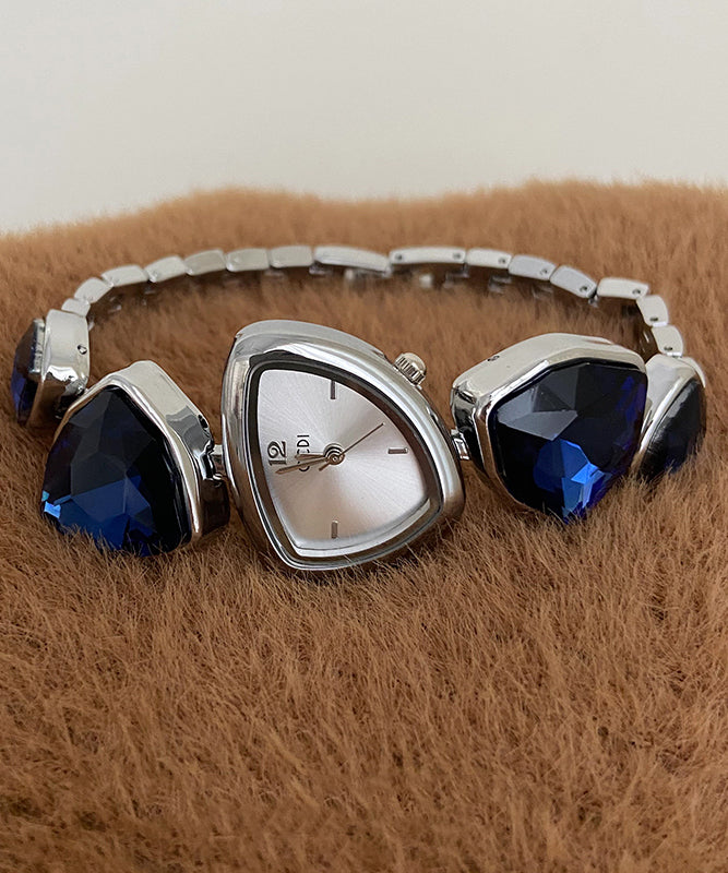 Stylish Red Stainless Steel Alloy Asymmetrical Crystal Watches