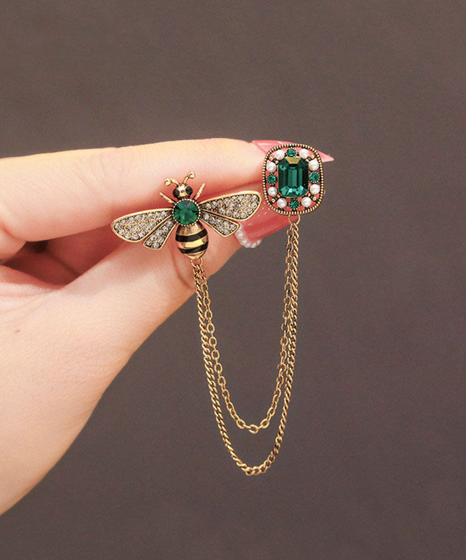 Copper Overgild Zircon Bee Tassel Brooches