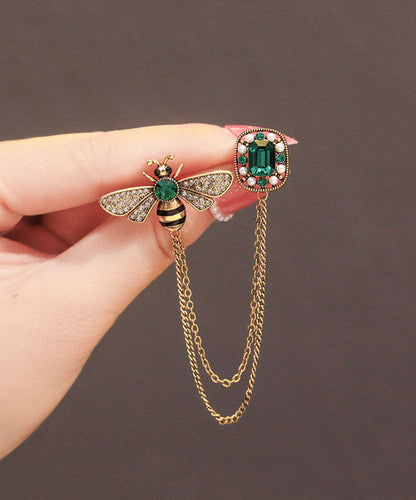 Copper Overgild Zircon Bee Tassel Brooches