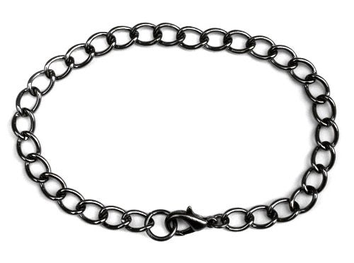Gunmetal 6mm Curb Bracelet Chain - 8 Inches