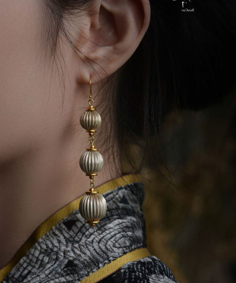 Chinese Style Gold Copper Alloy Lanterndrop Earrings