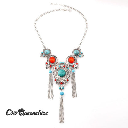 Turquoise Chain Tassel Necklace