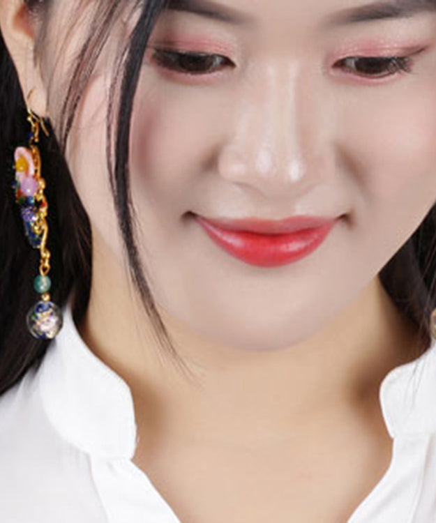 Blue Gold Plated Phoenix Drop Earrings