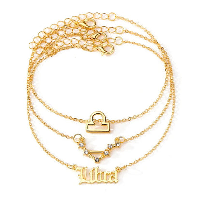 Celestial Trio: Star Zodiac Anklet Set