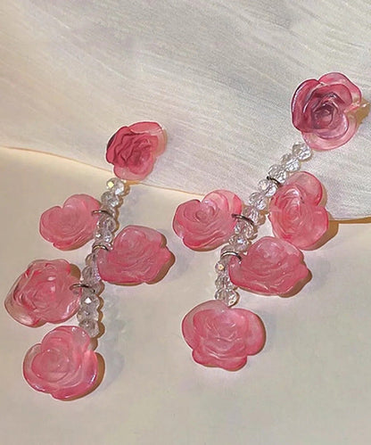 Art Red Acrylic Crysta Drop Earrings