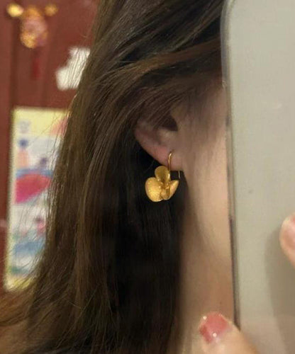 Brief Gold Sterling Silver Overgild Stud Earrings