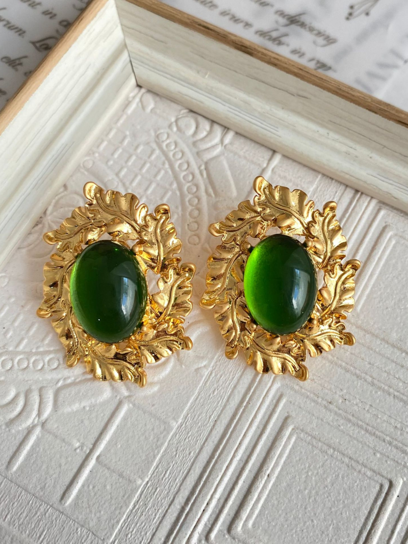 Tate Baroque Leaf Glass Earrings